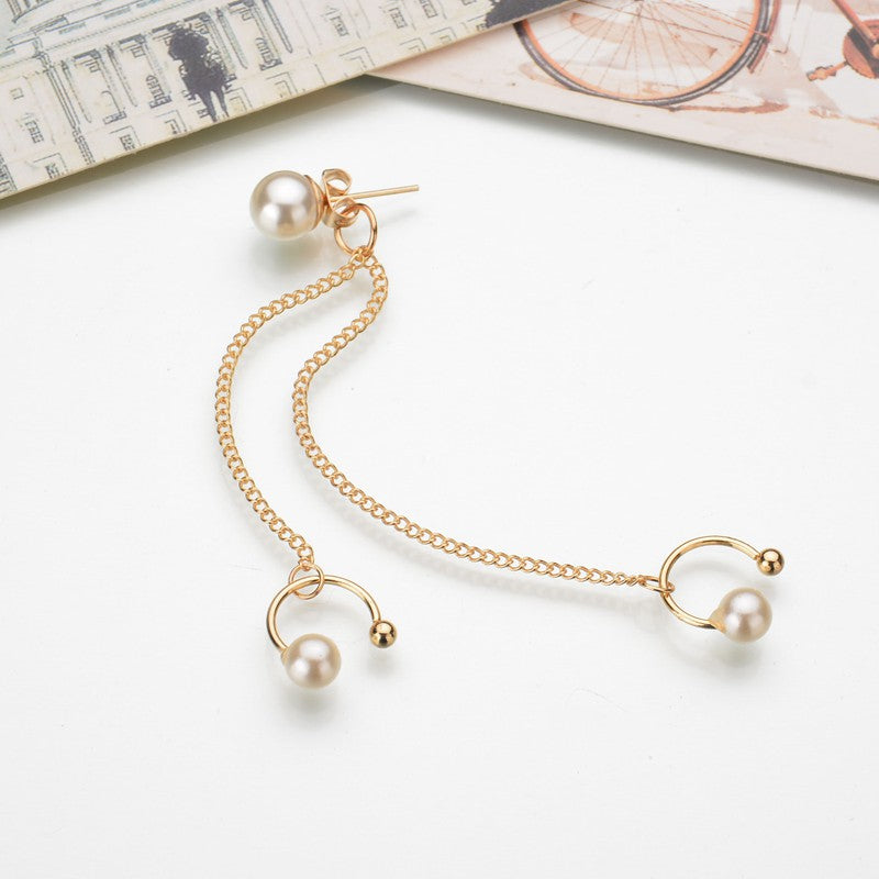 Tassel Chain Pearl Ear Cuff