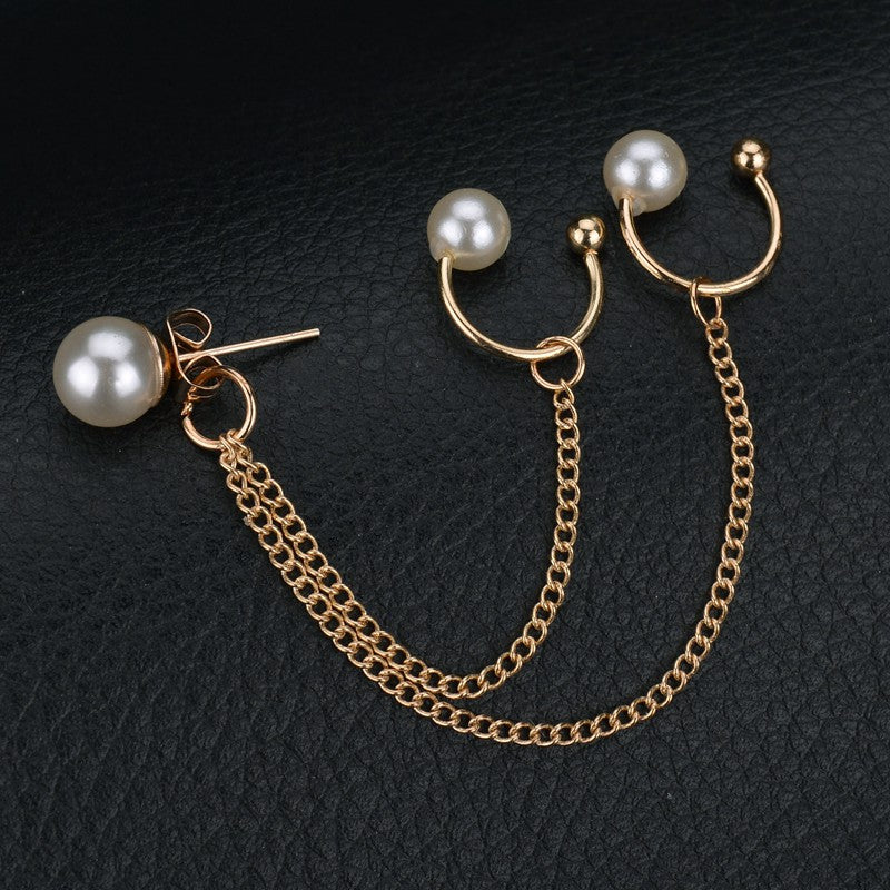 Tassel Chain Pearl Ear Cuff