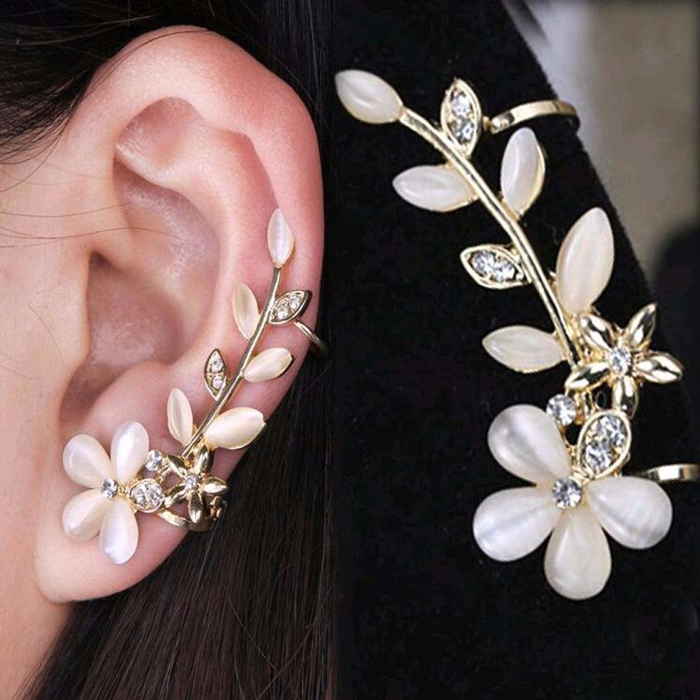 Flower Shape Rhinestone Ear Cuff