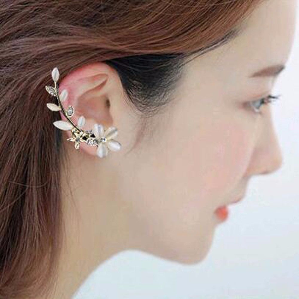 Flower Shape Rhinestone Ear Cuff