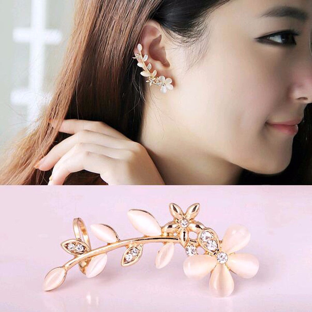 Flower Shape Rhinestone Ear Cuff