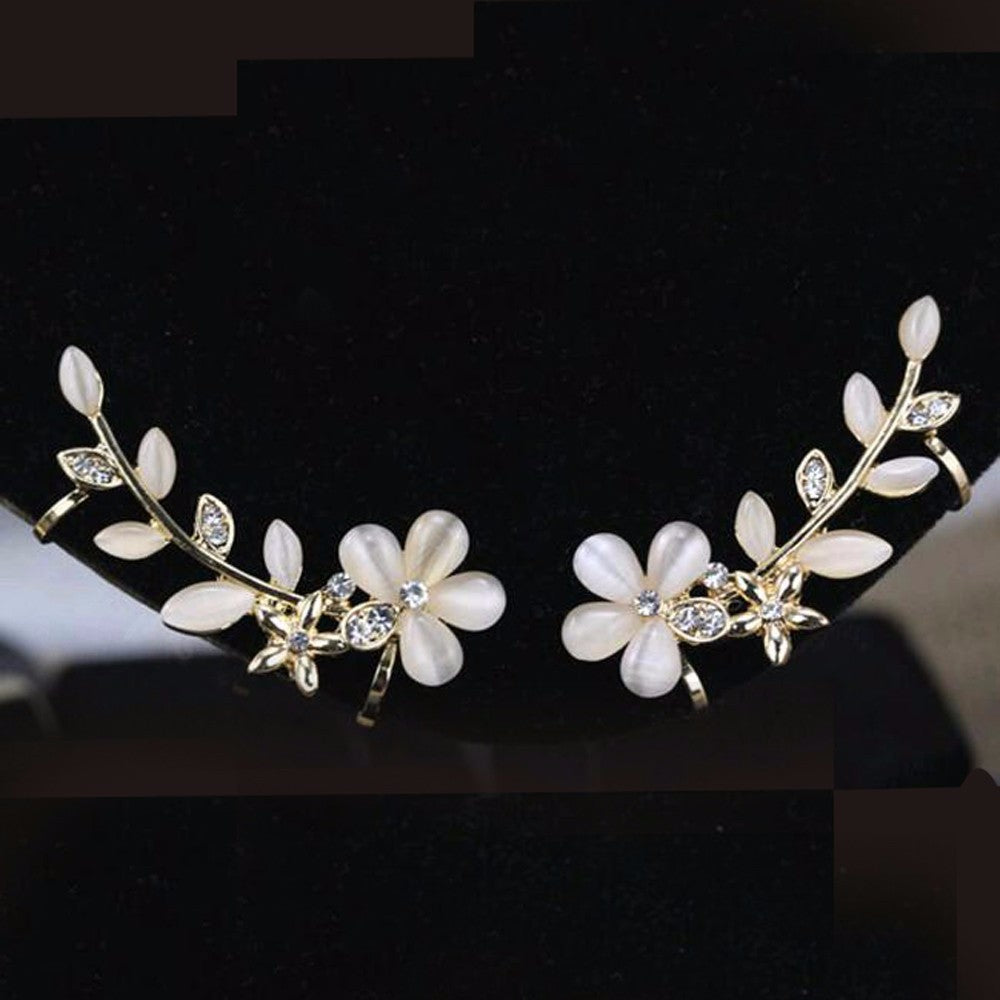 Flower Shape Rhinestone Ear Cuff