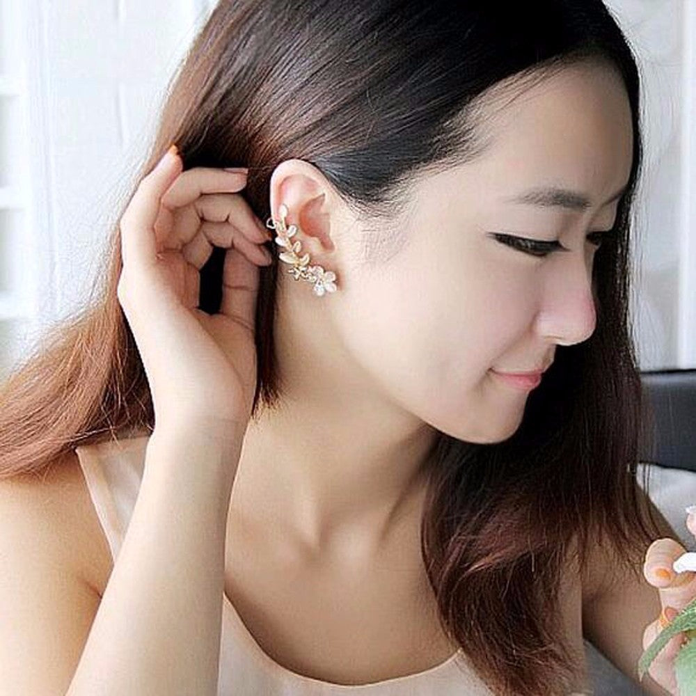 Flower Shape Rhinestone Ear Cuff