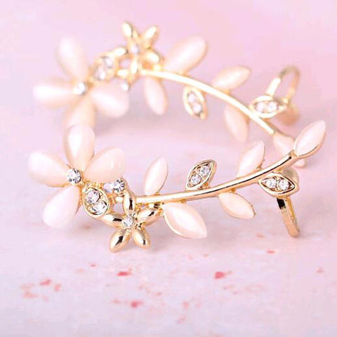 Flower Shape Rhinestone Ear Cuff