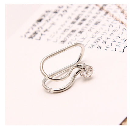 Heart Crystal Flower Ear Cuff