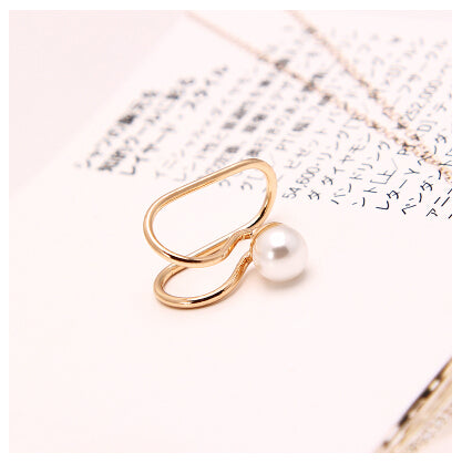 Heart Crystal Flower Ear Cuff