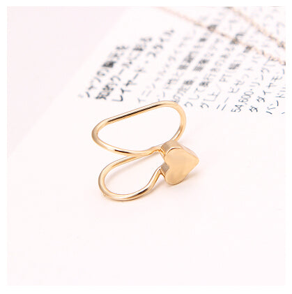 Heart Crystal Flower Ear Cuff