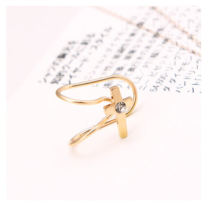 Heart Crystal Flower Ear Cuff