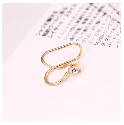 Heart Crystal Flower Ear Cuff