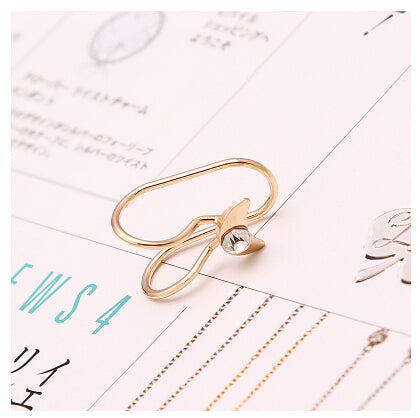 Heart Crystal Flower Ear Cuff