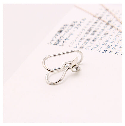 Heart Crystal Flower Ear Cuff