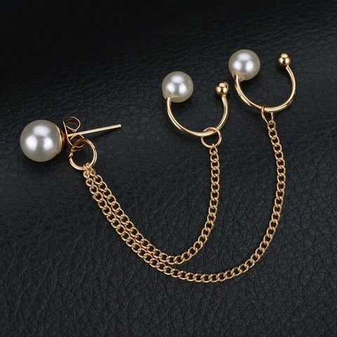 Tassel Chain Pearl Ear Cuff
